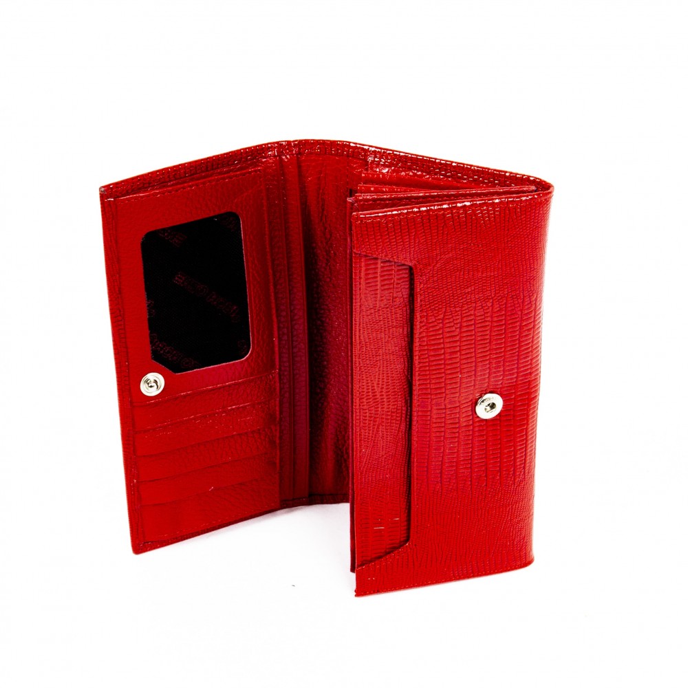 Дамско портмоне ENZO NORI модел CLASSIQUE естествена кожа червен лазер